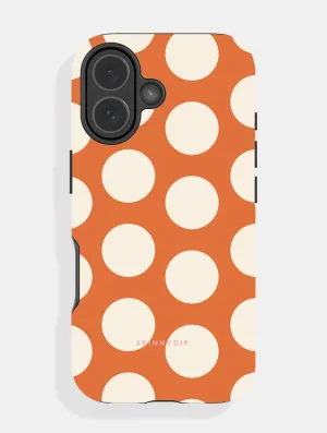 Orange and Cream Polka Dots Ultra Protective iPhone Case Matte Texture Finish Sleek Form