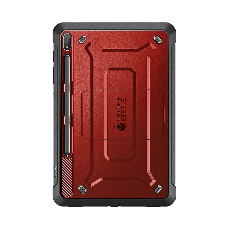 Galaxy Tab S8 Ultra (2022) Unicorn Beetle Pro Rugged Case-Metallic Red sleek leather folio