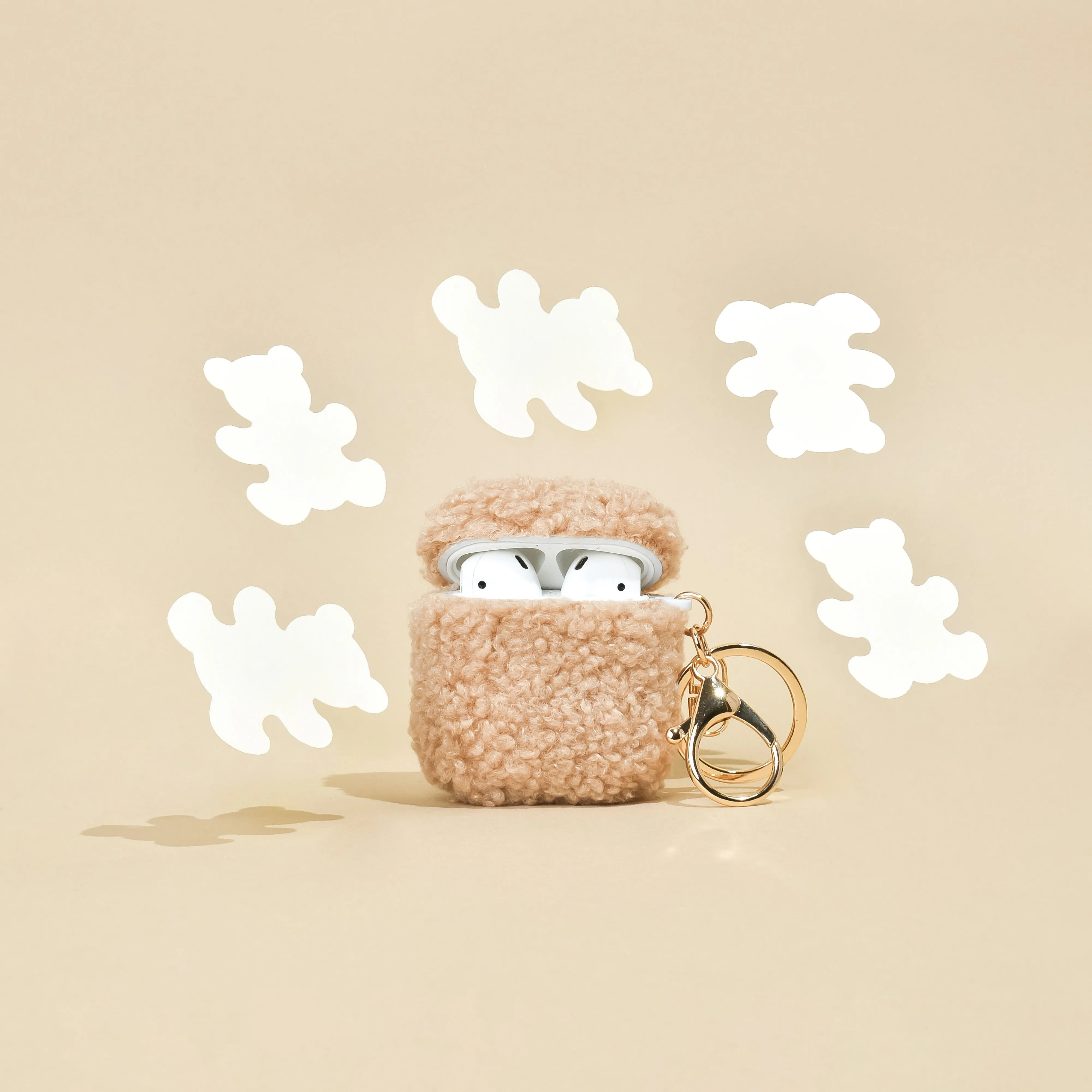 hybrid durable protector Vibrant Tech Accessory Teddy Airpods Case - Nude