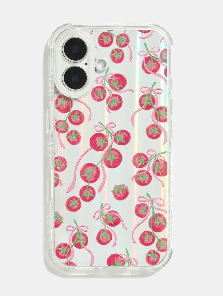Elegant Texture Layer Tomato Bows Shock iPhone Case