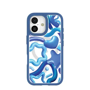 Matte Pattern Design Edge Protection Clear Blue Chrome iPhone 17 Case With True Blue Ridge (MagSafe included)