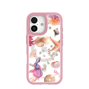 Minimal Style Clear Aqua Dreams iPhone 17 Case With Petal Pink Ridge (MagSafe included)