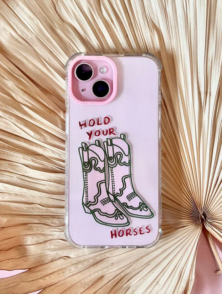 Urban Minimalism Hybrid Grip Hand And Palm x Skinnydip Hold Your Horses Shock iPhone Case