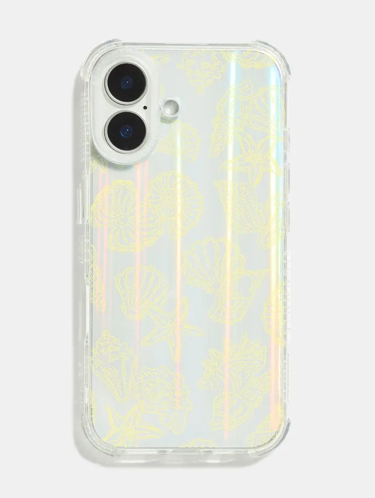 Premium Edge Design Sleek Grip Yellow Outline Sea Shells Shock iPhone Case