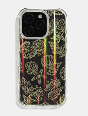 Yellow Outline Sea Shells Shock iPhone Case everyday elegance Heat dissipation