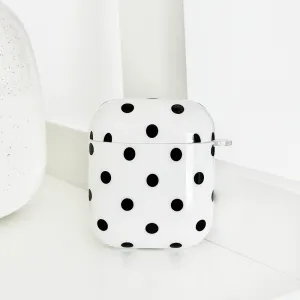Airpods Case - White Polka Dot durable silicone airpods cover vivid neon earbuds case