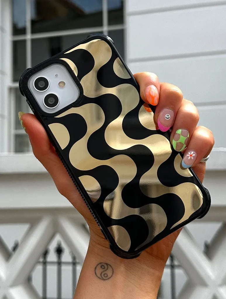 Durable Texture Build Urban Style Gold Waves Shock iPhone Case