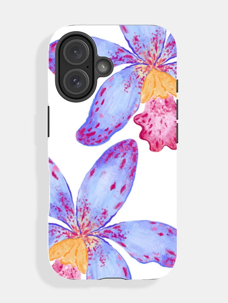 Minimal Detail Texture Flexible Pattern Blue Tropical Flower Ultra Protective iPhone Case