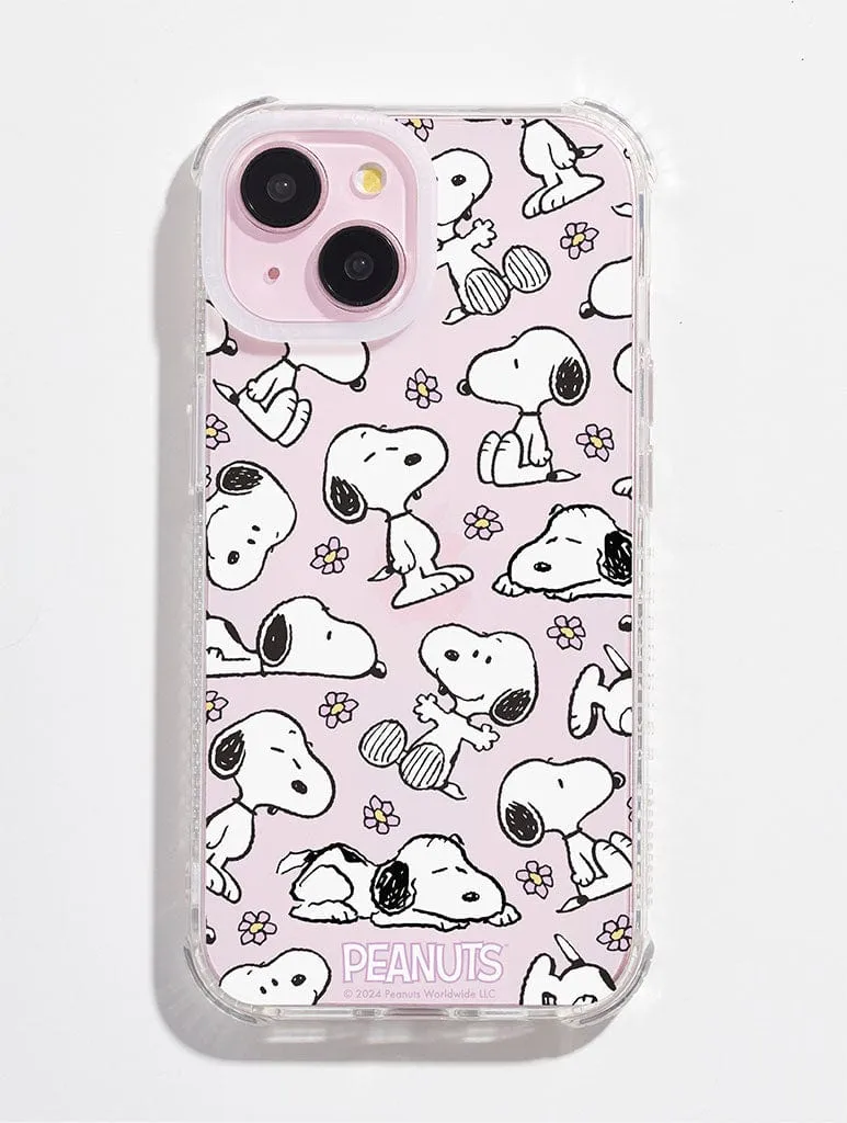 anti fingerprint Flexible Touch Peanuts x Skinnydip Snoopy Lilac Daisy Shock iPhone Case
