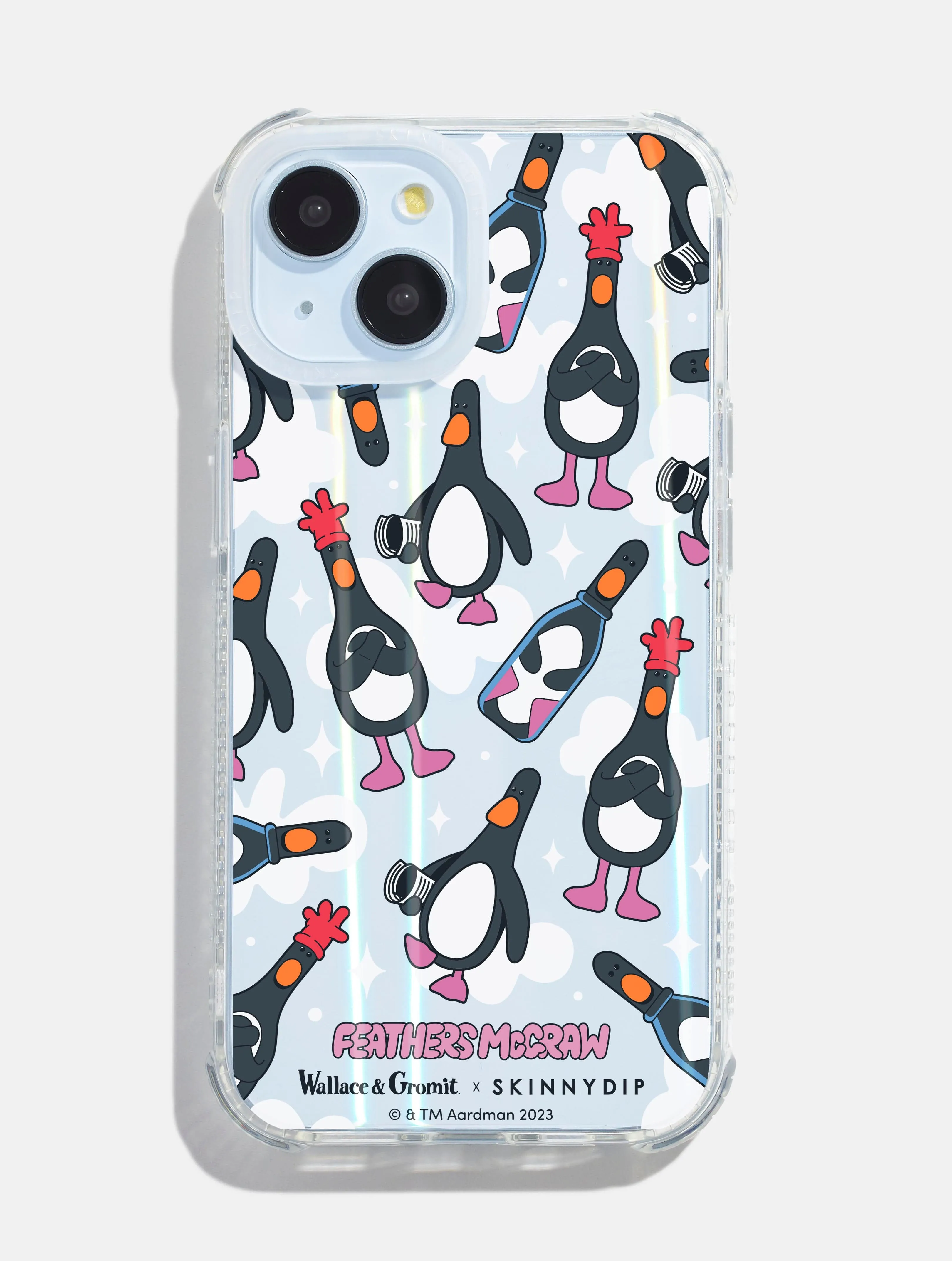 Wallace & Gromit x Skinnydip Feathers Shock iPhone Case Soft touch layer
