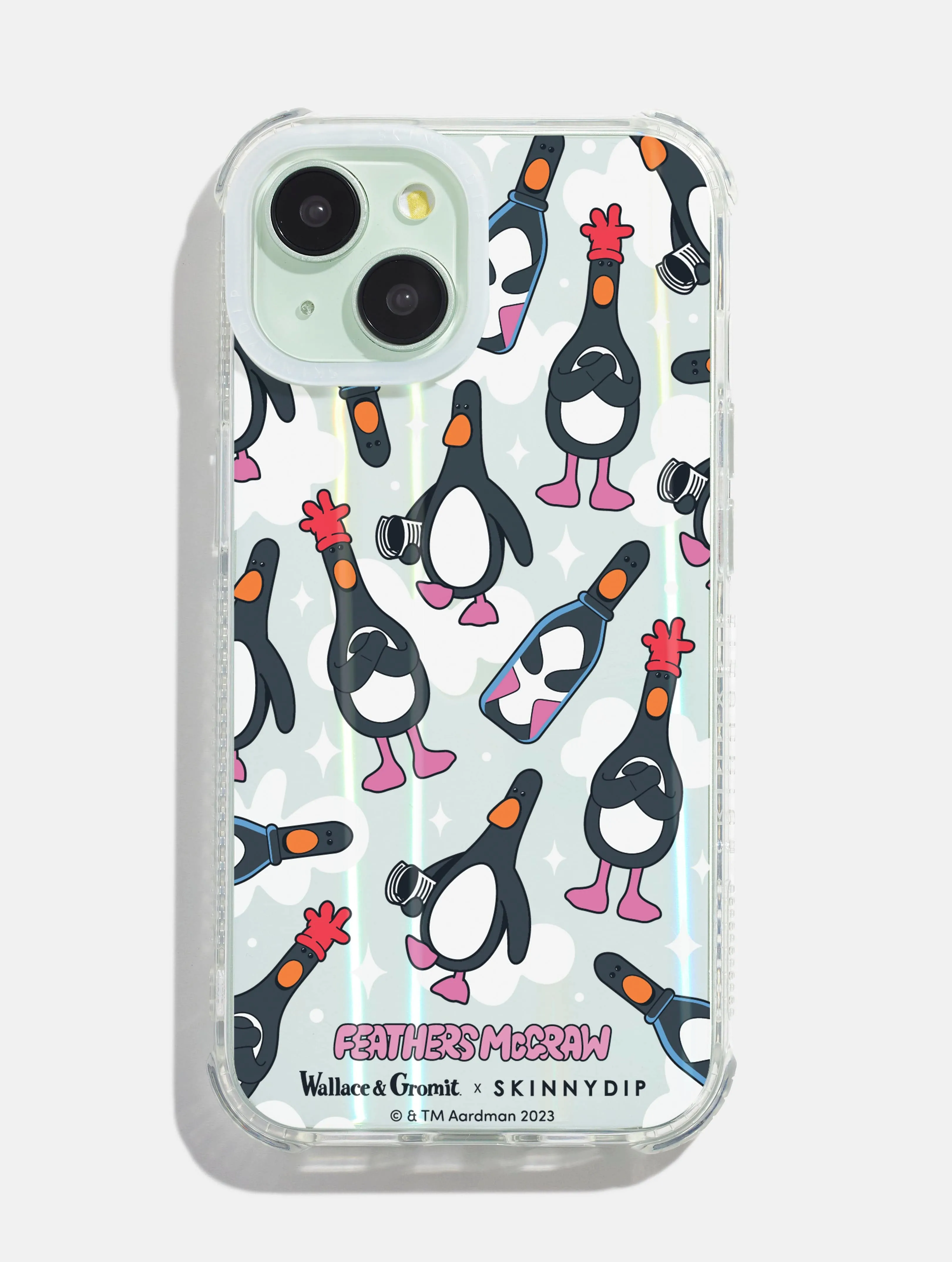 Wallace & Gromit x Skinnydip Feathers Shock iPhone Case Soft Grip Finish clean design