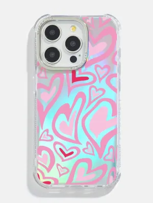 Classic Finish Slim Edge Warped Heart Holo Foil Shock iPhone Case