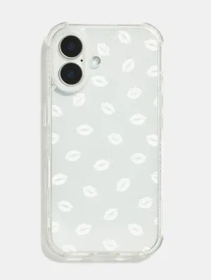 White Ditsy Kisses Shock iPhone Case Flexible Pattern Layer