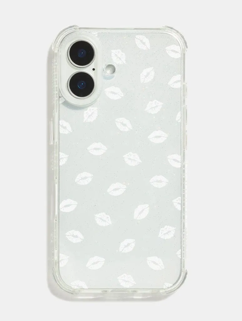 White Ditsy Kisses Shock iPhone Case Flexible Pattern Layer