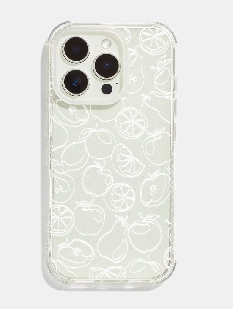 White Fruit Outline Shock iPhone Case Minimal Feel