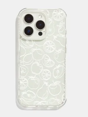 White Fruit Outline Shock iPhone Case Reusable Material Artistic Print