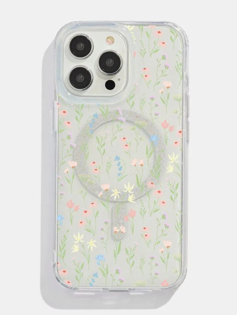 Wildflower Posie Glitter MagSafe iPhone Case Matte Surface Design Ergonomic Texture