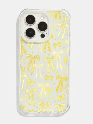 Matte Touch Yellow Painted Bows Shock iPhone Case
